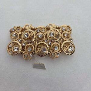 Celestial Filigree Statement Cuff – Gold Tone & Crystal bracelet